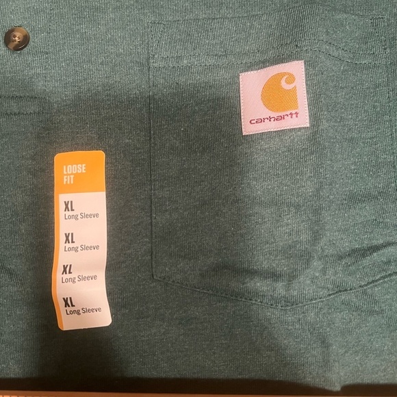 NWT Carhartt Long Sleeve Mens Xl Green Loose Fit 1/4 Button Up Henley (C4) - Picture 3 of 5